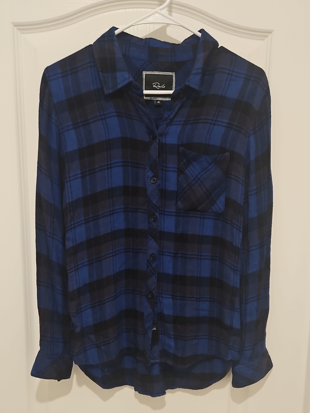 Rails Blue and Black Plaid Button-Down Shirt